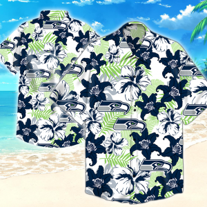 Seattle Seahawks Hawaiian Shirt Tropical Flower Short Sleeve