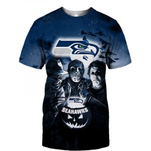 Seattle Seahawks T-shirt Halloween Horror Night gift for fan