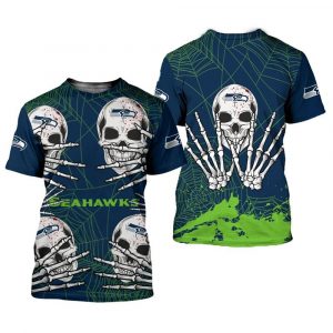 Seattle Seahawks T-shirt skull for Halloween graphic